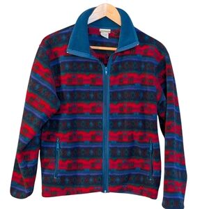L.L. Bean Multicolor Fleece Jacket Medium Full Zip Vintage Southwestern Aztec